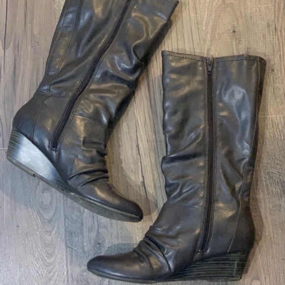 Aldo Leather Almond-toe Wedge-heel Boots - Picture 4 of 12